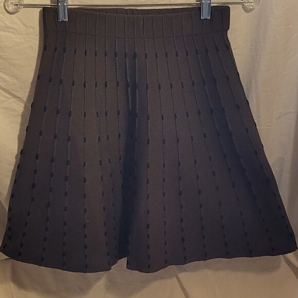 Zara Olive Green Pleated Knit Mini Skirt Size S - Picture 1 of 4